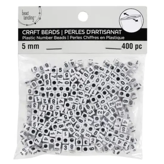 White Number Acrylic Cube Beads, 5mm by Bead Landing&trade; {4}