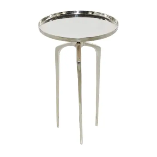 25" Contemporary Round Silver Aluminum Raised Edge Accent Table {3}