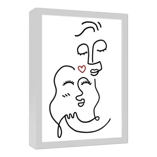 Drawn Love Faces White Framed Canvas {3}