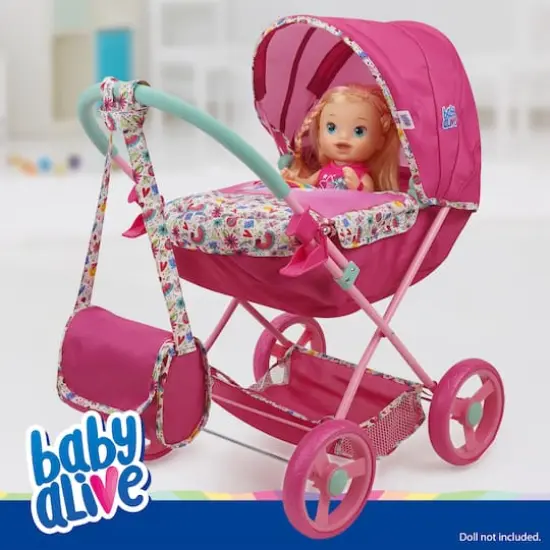 509 Crew Baby Alive Pink and Rainbow Deluxe Classic Doll Pram {7}