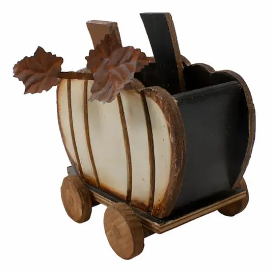 10.5" Fall Harvest Pumpkin Cart Tabletop Decoration {6}
