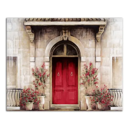 Red Door Tuscan Scene Canvas Wall Art {1}