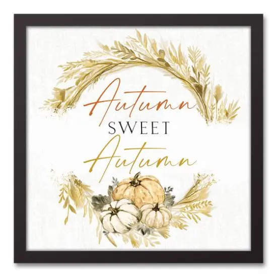 Autumn Hay Wreath Canvas Wall Art with Black Frame {1}