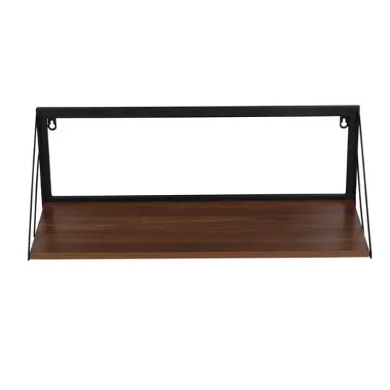 Honey Can Do Walnut Large Modern Farmhouse Floating Shelf with Metal Bracket {8}