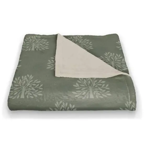 Blooming Bush Coral Fleece Blanket Green {3}