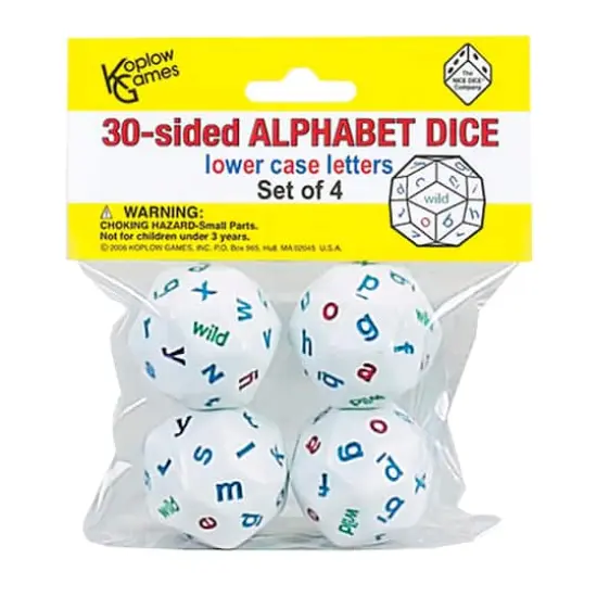 Koplow Games 30-Sided Alphabet Dice, Lowercase, Set of 4 {1}