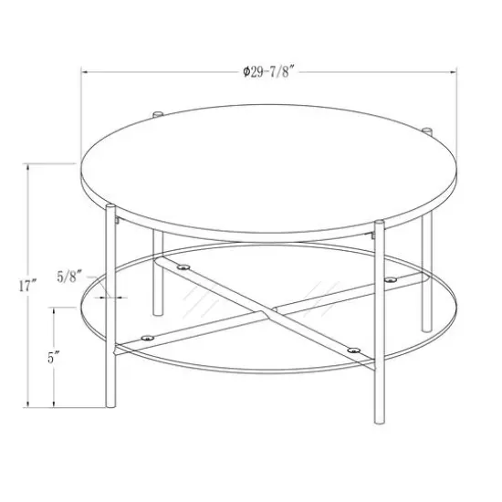 Faux White Marble, Glass & Chrome Modern Round Coffee Table {7}