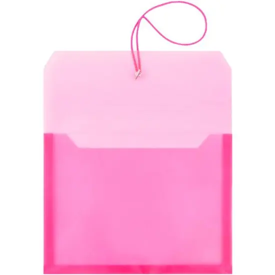 JAM Paper 9.75" x 13" Plastic Elastic Band Closure Expansion Envelopes, 12ct. Pink {4}