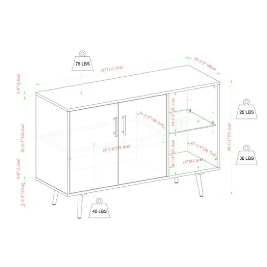 Walker Edison 44" Birch Mid Century Modern Buffet {5}