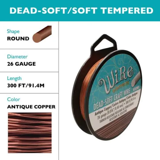 The Beadsmith&reg; Wire Elements&trade; 26 Gauge Tarnish Resistant Soft Temper Wire, 300ft. Antique Copper {6}