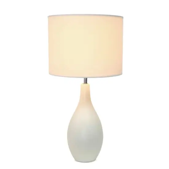 Simple Designs Oval Bowling Pin Base Ceramic Table Lamp Off White {3}