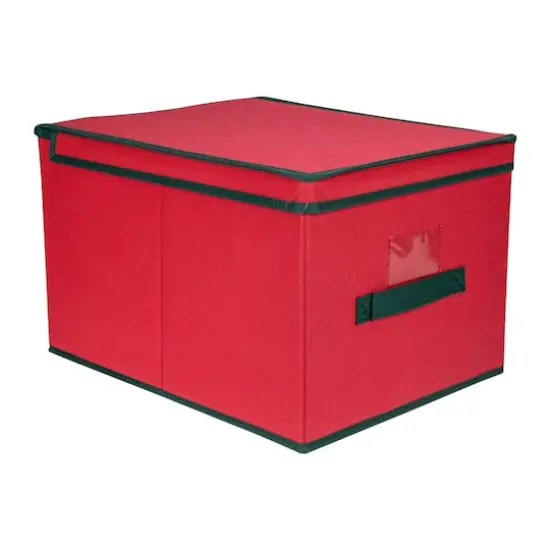 16" Red And Green Collapsible Christmas Decoration Storage Box {3}