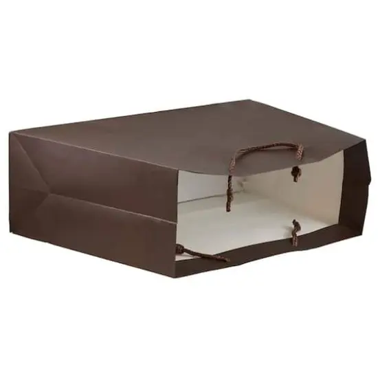 JAM Paper Matte Chocolate Brown Trapezoid Gift Bags with Rope Handles, 100ct. {5}