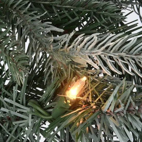 9' x 12" Pre-lit Feel Real® Frosted Artic Spruce Artificial Christmas Garland with Cones & 50 Clear Lights {5}