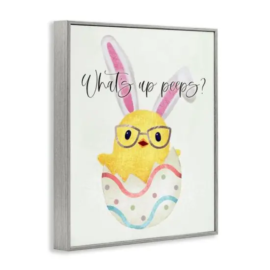Stupell Industries What's Up Peeps Funny Easter Phrase Hatched Chick Framed Giclee Art Gray {4}
