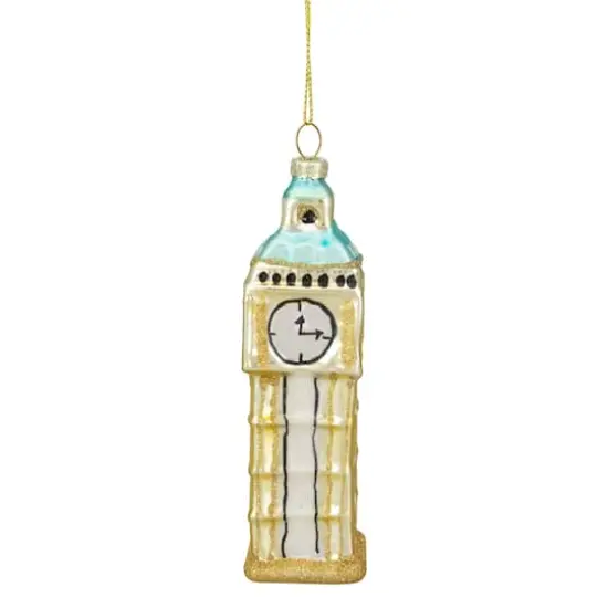 5" Glittered Gold Glass Big Ben Christmas Ornament {4}