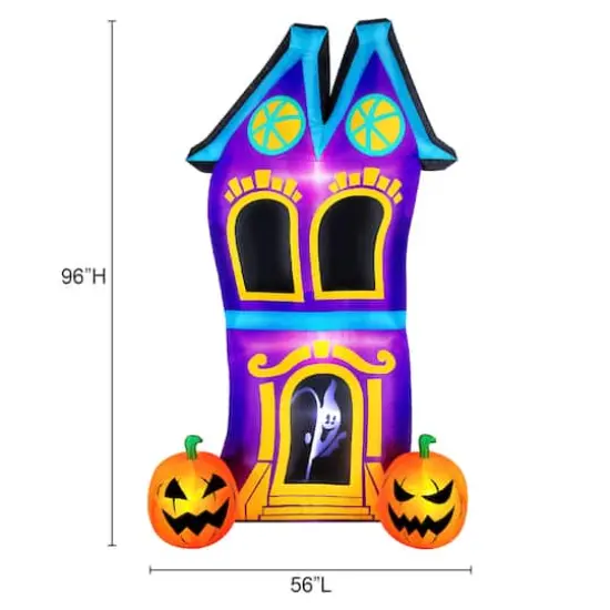 8ft. Airflowz Inflatable Halloween Haunted House with Projection Silhouette {6}
