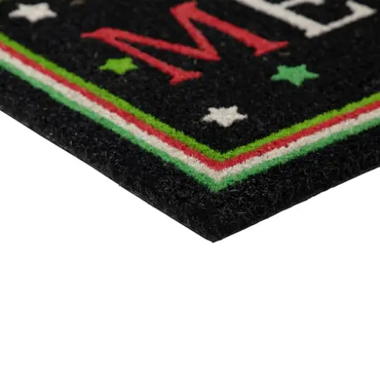 30" Black Coir Merry Christmas Doormat {5}