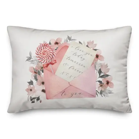Watercolor Flowers & Love Letter Rectangle Throw Pillow {3}