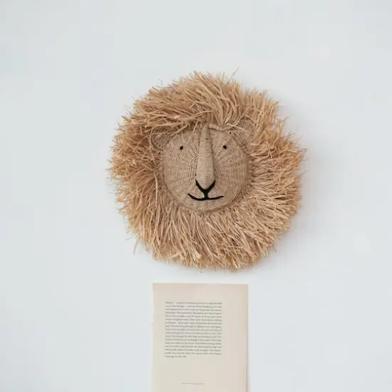Hello Honey&reg; 16.5" Natural Savannah King Raffia Lion Wall Art {4}