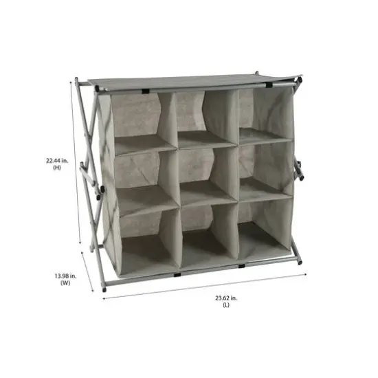 Simplify Gray 9-Grid Collapsible Shoe Rack {8}