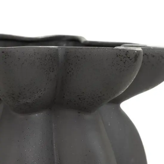 15" Black Ceramic Speckle Textured Tulip Shape Vase {7}