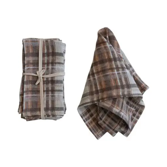 Hello Honey 18" Multicolor Plaid Woven Linen Napkins, 4ct. {4}