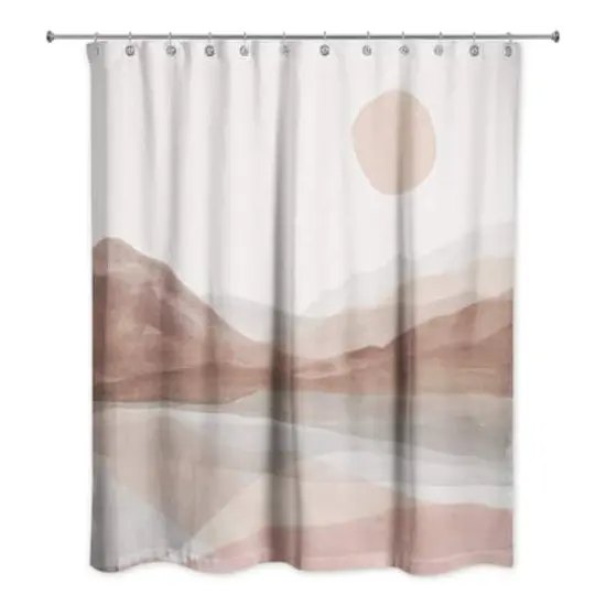 Mauve Boho Abstracted Landscape 71" x 74" Shower Curtain {3}