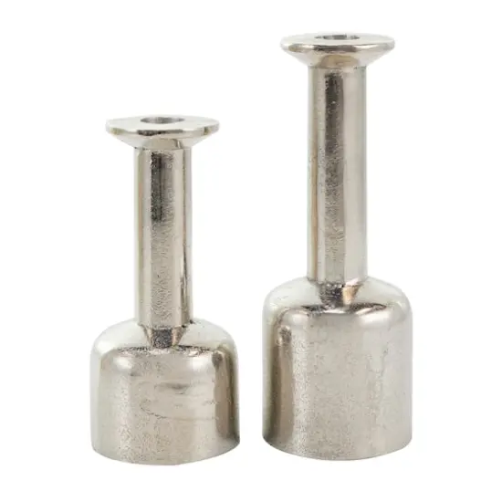 Silver Aluminum Taper Candle Holder with Rounded Bases Set {1}