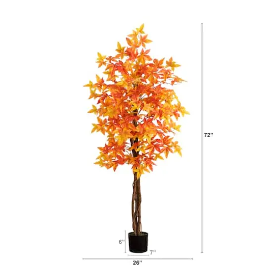 6ft. Deluxe Potted Artificial Autumn Maple Tree {5}