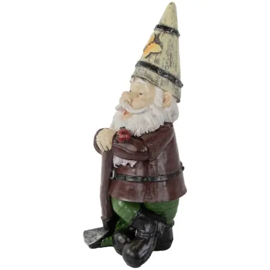 15.25" Gnome with Butterfly & Ladybug Outdoor Garden Statue {5}