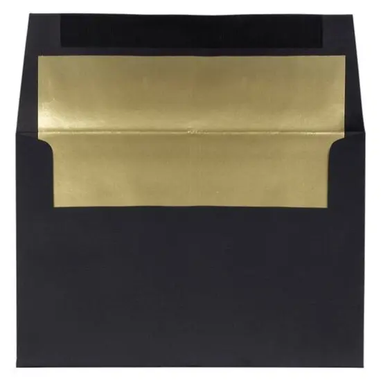 JAM Paper A8 Black Linen Gold Foil Lined Invitation Envelopes {1}