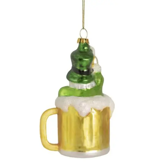 5" Luck of the Irish Leprechaun and Gold Beer Mug Glass Ornament {6}