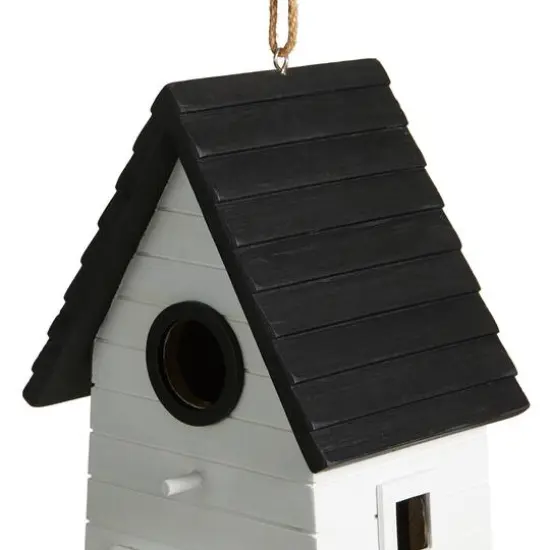 Glitzhome&reg; 14.25" Modern White Wood Garden Birdhouse {9}
