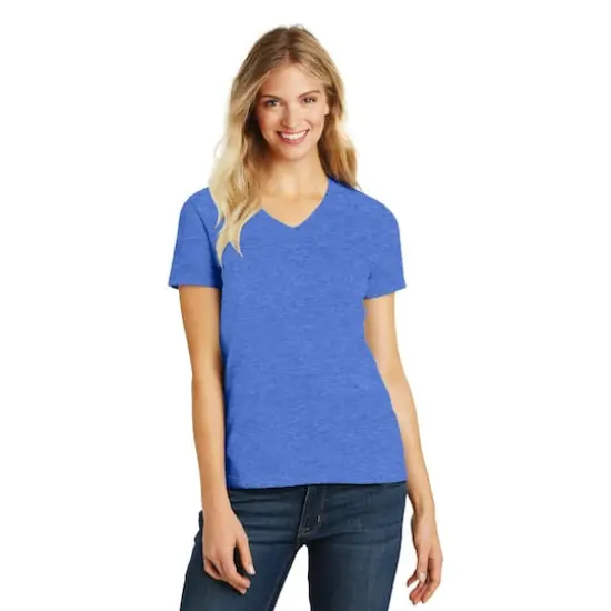 District&reg; Women's Perfect Blend&reg; V-Neck T-Shirt Heathered Royal {4}