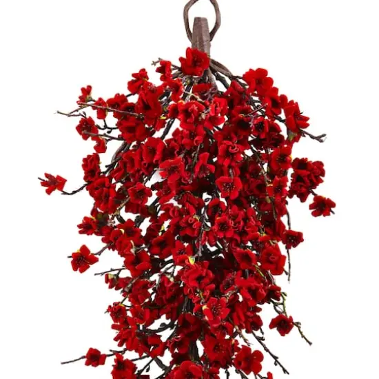 28&rdquo; Red Plum Blossom Teardrop Swag {3}