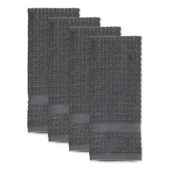 DII&reg; Solid Mineral Gray Waffle Terry Dishtowels, 4ct. {3}