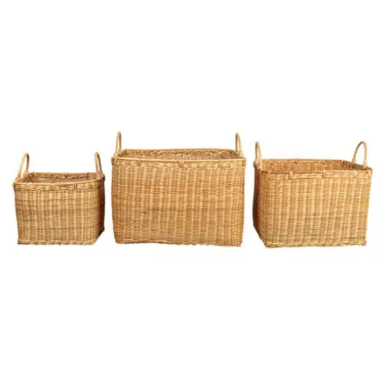 Hello Honey&reg; Natural Square Rattan Basket Set with Handles {9}