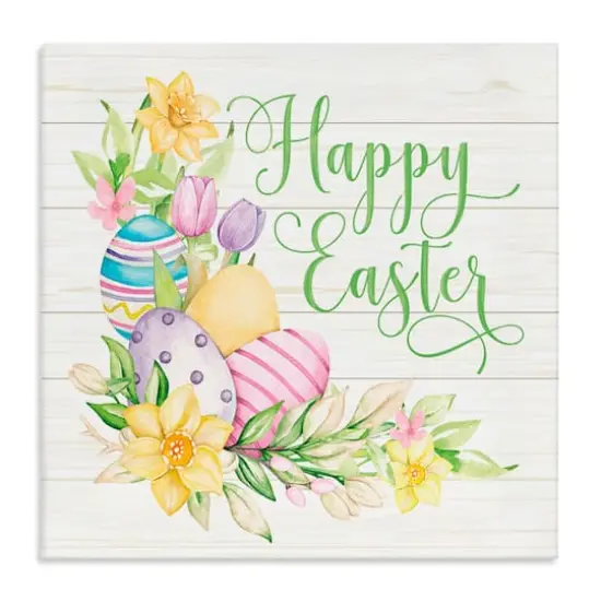Stupell Industries Happy Easter Daffodils Canvas Wall Art {1}