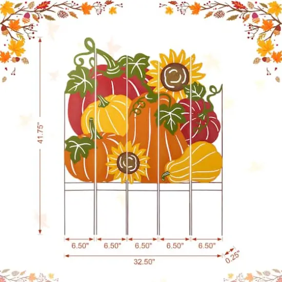 Glitzhome&reg; 41.75" Fall Metal Pumpkin Patch Combo Yard Stake {8}