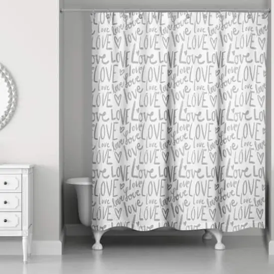 Love Typography 71" x 74" Shower Curtain {3}