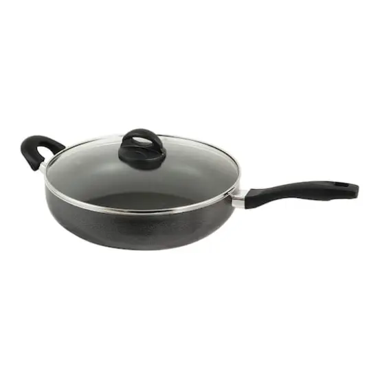Oster Clairborne 12" Charcoal Gray Aluminum Saut&eacute; Pan with Lid {1}