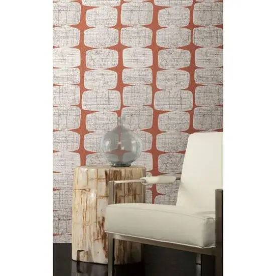 RoomMates Mid-Century Beads Peel & Stick Wallpaper Orange, White {4}