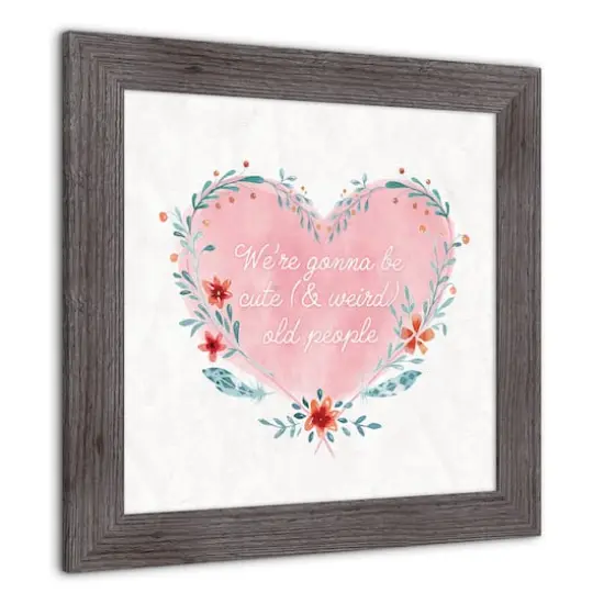 Cute Weird Old People Heart Western Gray Framed Print {3}