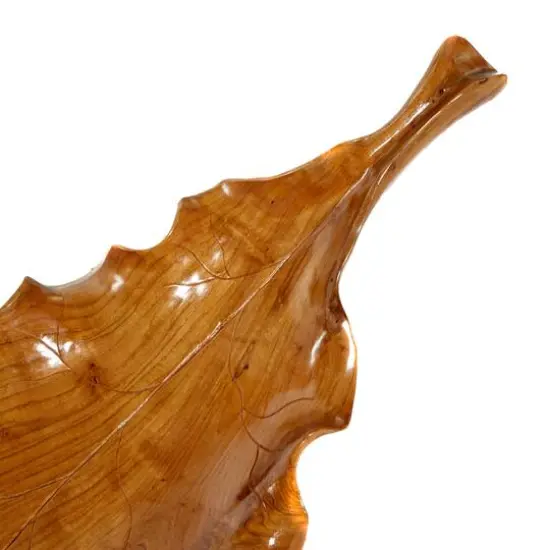 Brown Leaf Teak Wood Rustic Tray {6}