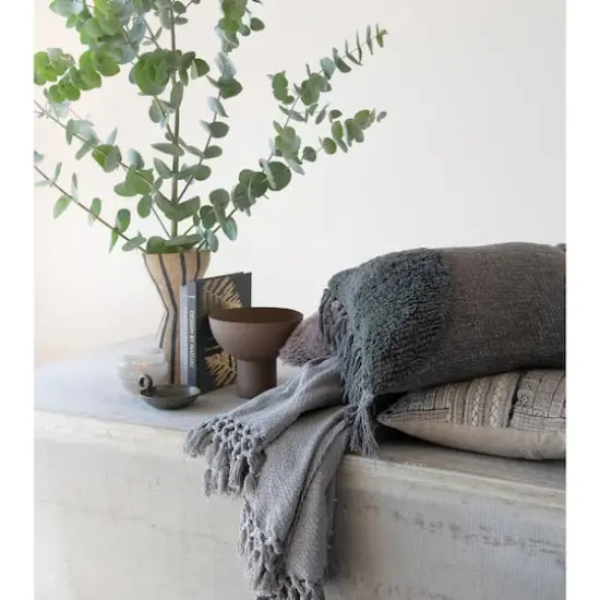 Hello Honey&reg; 12" Natural & Black Hand-Woven Seagrass Hour Glass Shape Vase With Stripes {7}