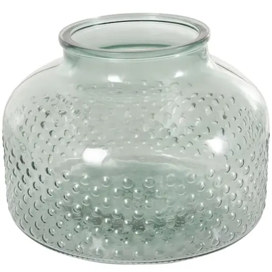 12.25" Green Glass Wide Spotted Decorative Vase {1}