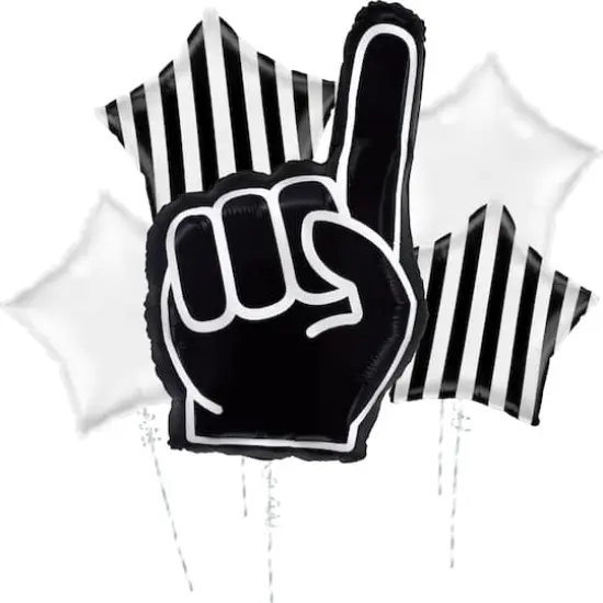 Black & White Sports 5-Piece Foil Balloon Bouquet {1}