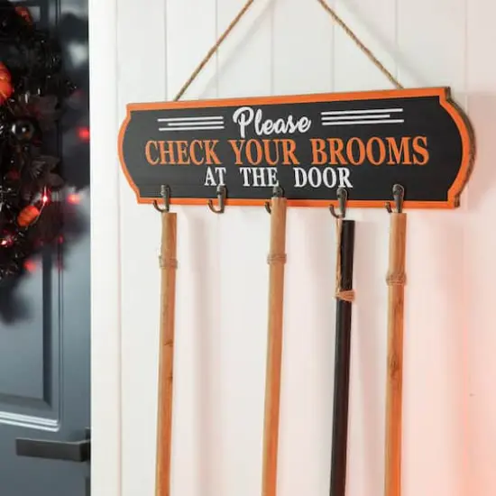 Glitzhome&reg; 42" Halloween Wood Brooms Parking Porch D&eacute;cor {5}