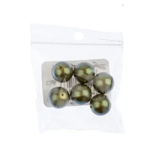 Preciosa Maxima 12mm Pearlescent Round Nacre Pearl, 6ct. Khaki {3}